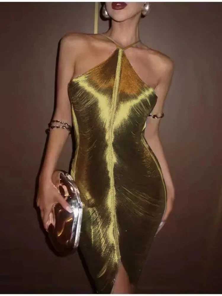 Fringe V-neck Mini Dress Halterneck Vestidos Women Ele Cut Out Short Dress Fashion Patchwork Asymmetric Tassel Decor Dresses XJ250722