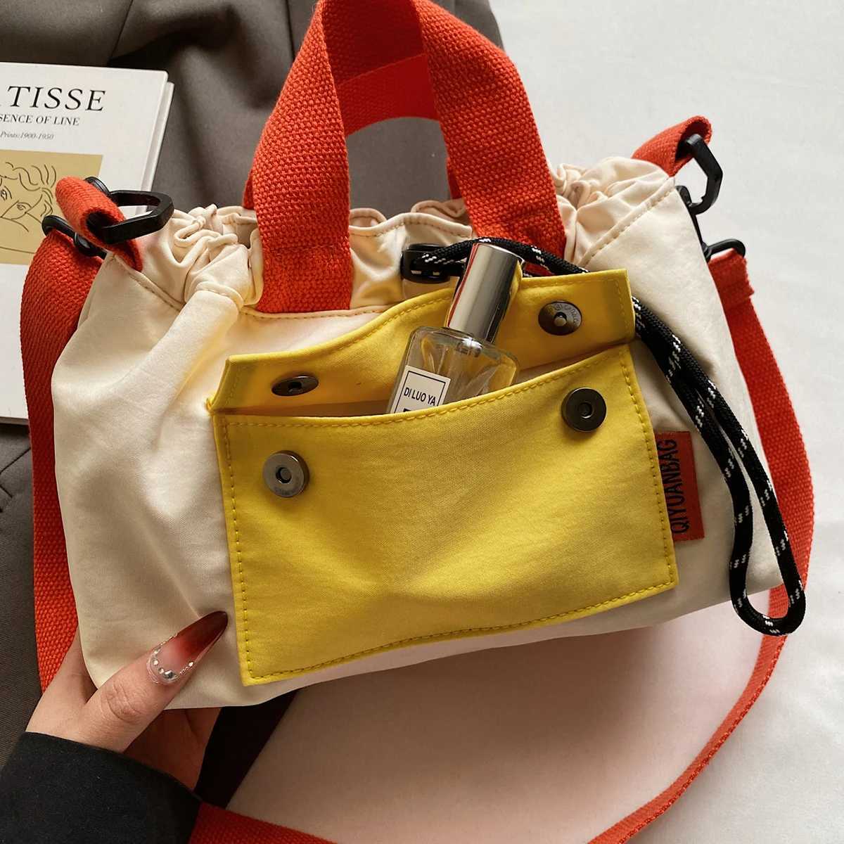 100% Cotton Unisex Messenger Bag Outdoor Functional Shoulder Bag Commuter Shoulder Bag Storage Bag Fem Contrast Backpack Y250722