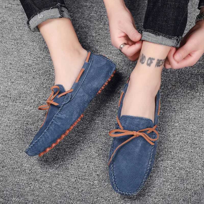 Mens Casual Shoes Suede Loafers Classic Leather Shoes Soft Driving Flats Luxury Moccasins Hot Slip on Men Shoes Plus Size 38-49 XJ250722