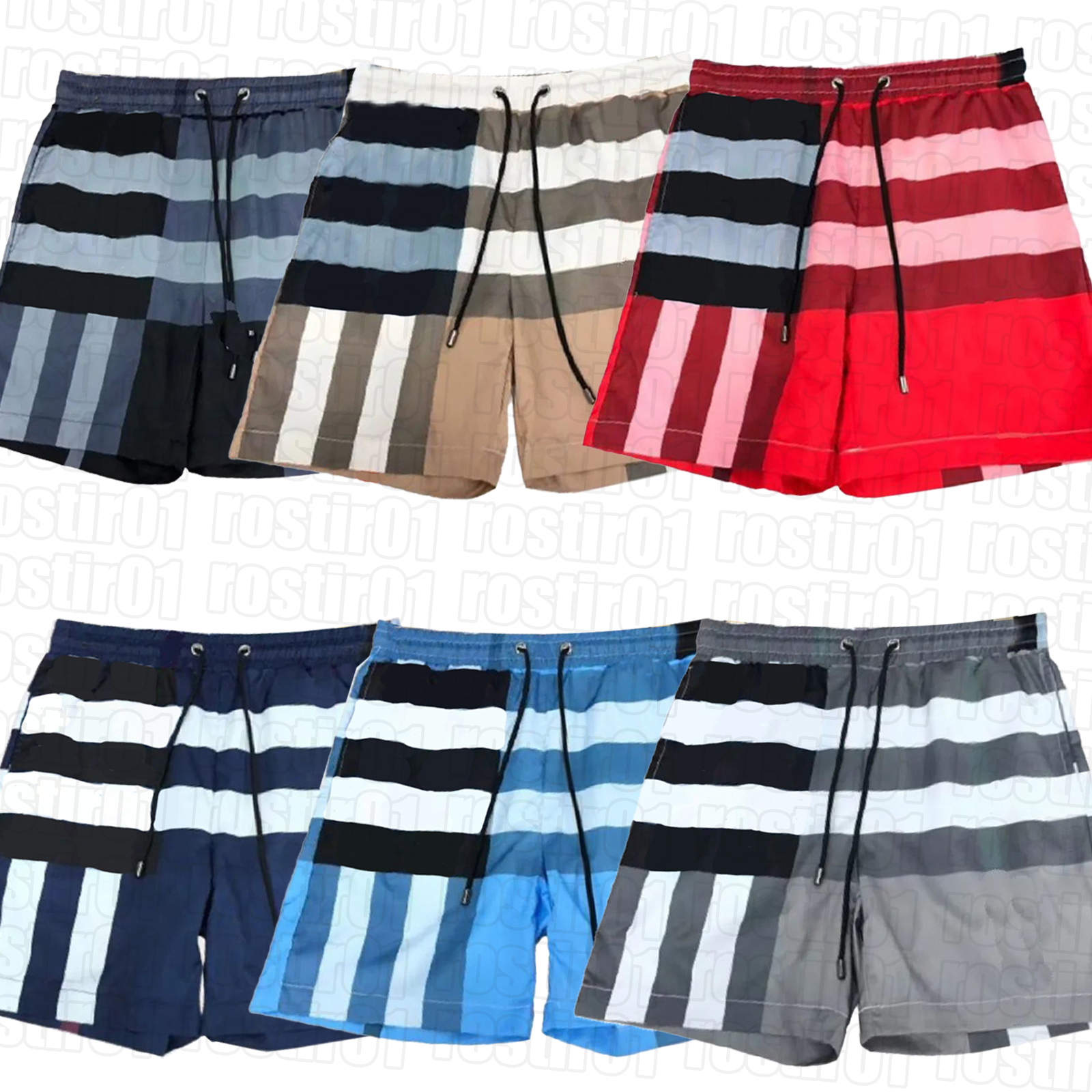 Mens short man swim short Designer Beach Shorts Cotton Fashion Plaid Printed Drawstring Pants Relaxed Homme Casual Streetwear Sweatpants Asian Size M-3XL