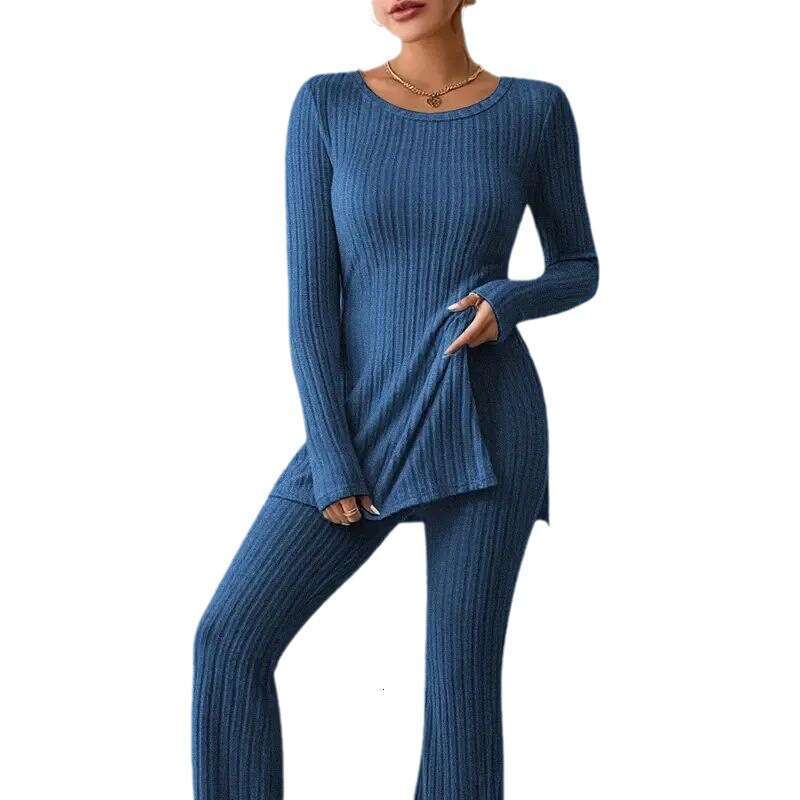 Solid Color Autumn Winter Fashion Casual Elegant Slim Fit Long Sleeve Ribbed Sweater Women's High-End Feel B5