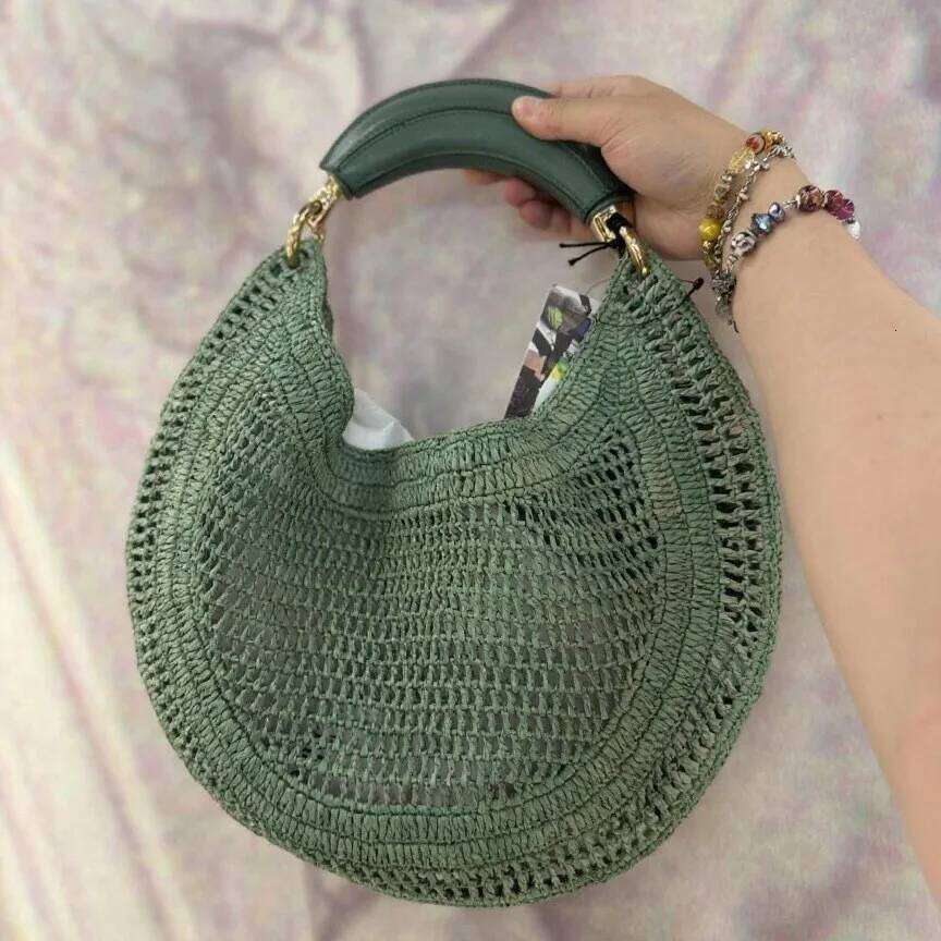 Classic Beach Straw Woven Bags For Women Designer Handbag Purse 2025 New In Sequined Handle Underarm Shoulder