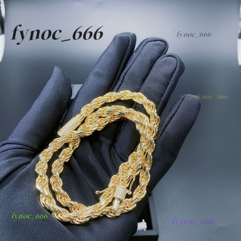 2025 New 6mm 8mm Moissanite Clasp Sterling Silver 925 Rope Chain