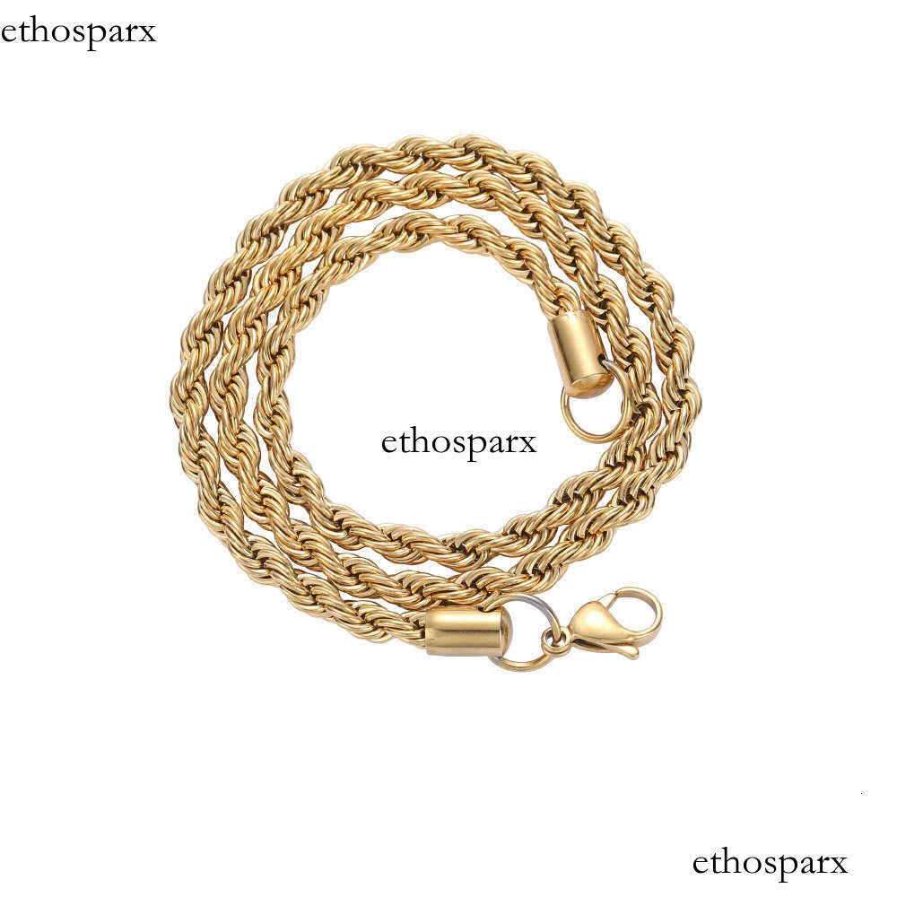 Best Selling 18K Gold Plated 316L Stainless Steel Rope Chain Necklace European Punk Titanium Steel Link Chain Rope Necklace