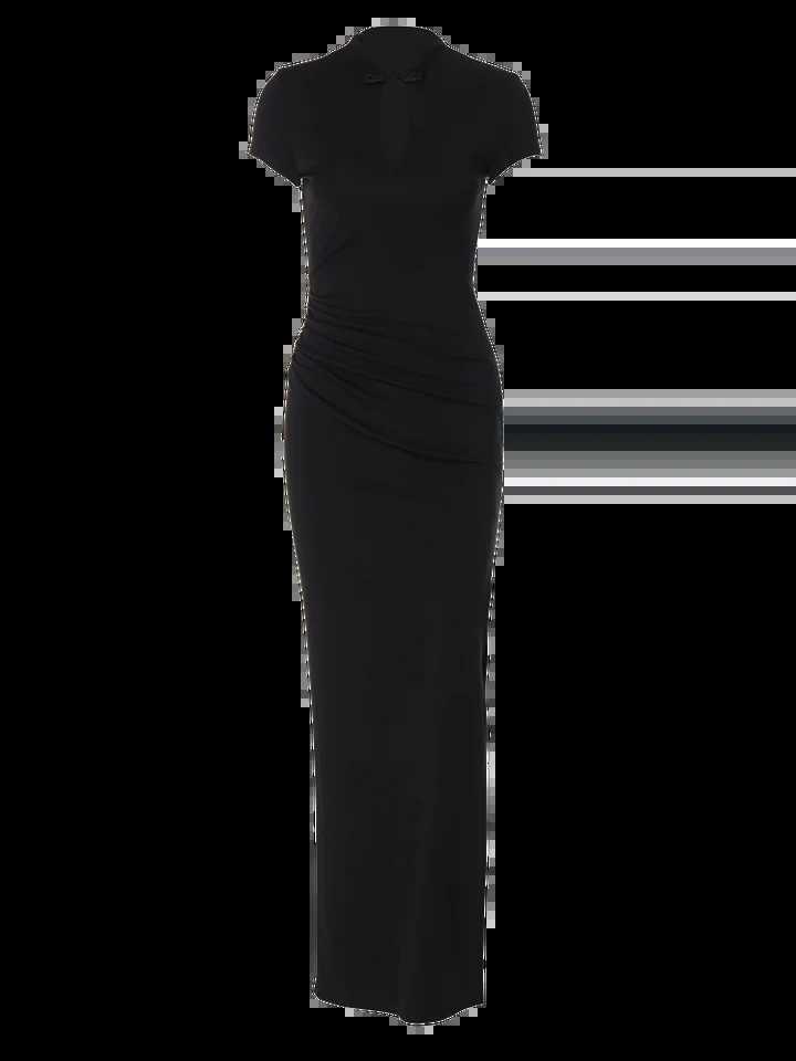 Sweet Ele New Chinese Style Dress Solid Short Sexy Split Midi Dresses Women Clothes Evening Party Cocktail Festival XJ250722
