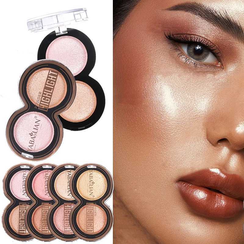 2 Tone Highlight Powder Gloss Glitter Highlight Contour Palette Natural High Gloss Contour Concealer Cheek Color Lasting Light W250722