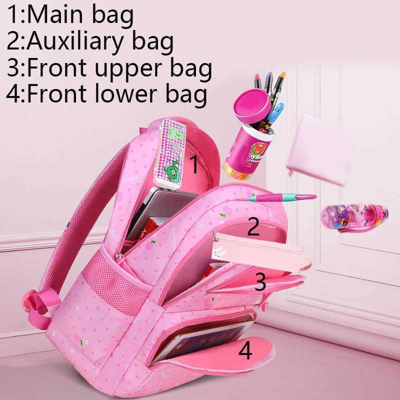 Kid Girl Backpack Student School Bag Fruit Flowers Navy For Children Teenage Schoolbag Primary Waterproof Bookbag Girl Backpack Y250722