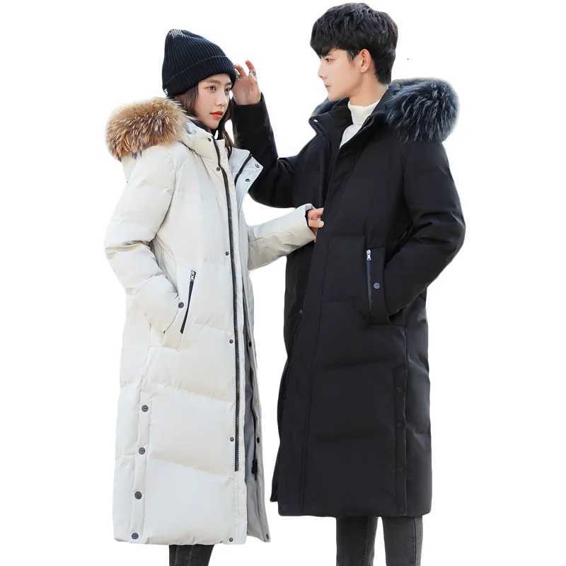 Length Puffer Coat Man With Fur Collar Hooded Duck Down Coat Female Feather Parka Waterproof Winter Women Long Puffer Jacket Men W250722
