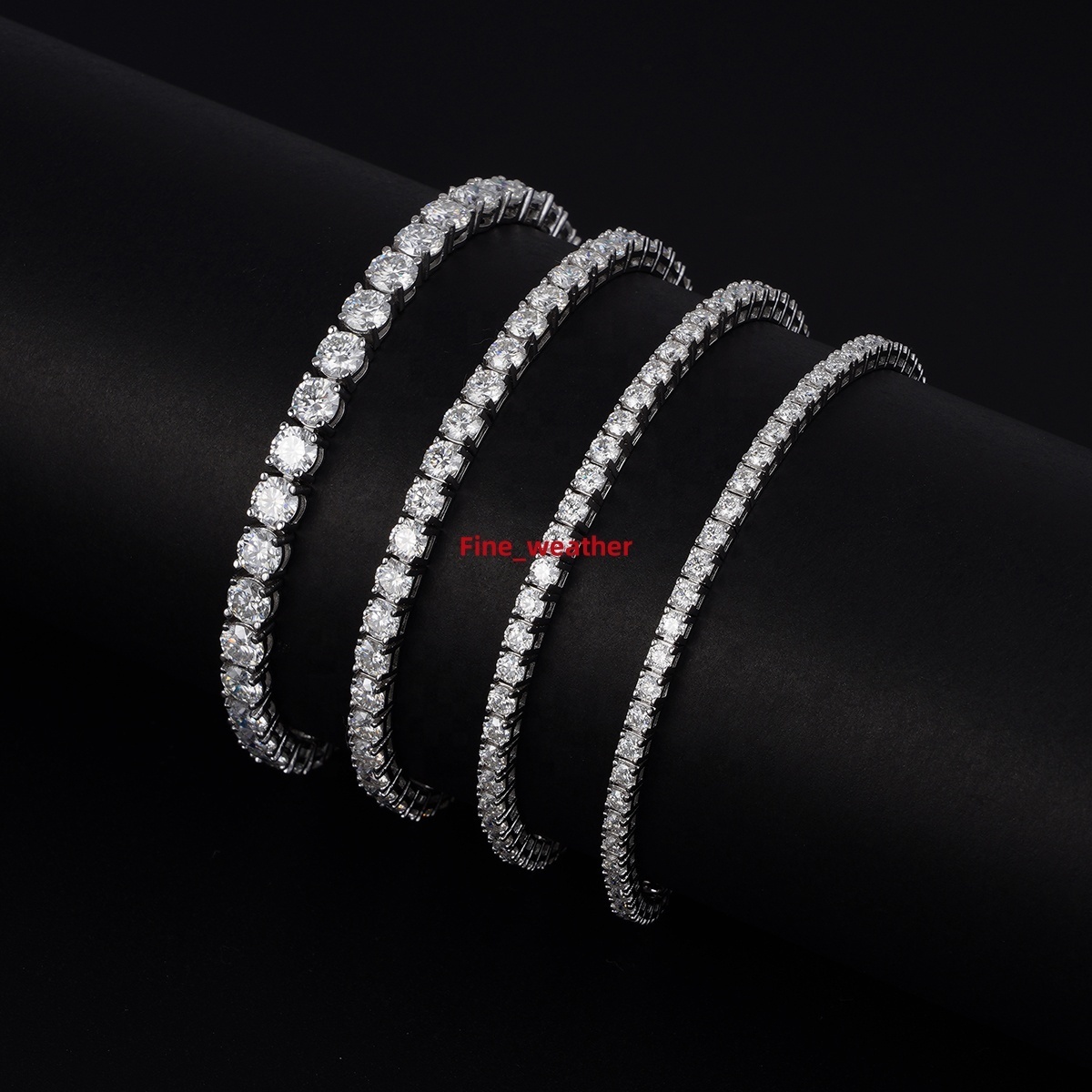 Hot Sale 925 Sterling Silver Diamond Bracelet Light 3mm 4mm Luxury VVS Moissanite Tennis Bracelet for Women Men