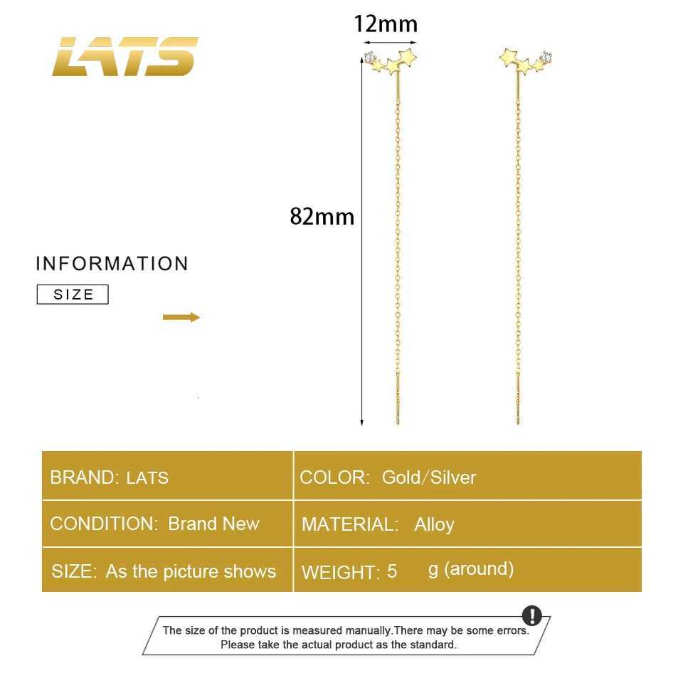 LATS Trend Long Wire Tassel Thread Chain Climbing Star Heart Beads Pendants Drop Earrings Womens Straight Hanging Earrings Jewelry XJ250722