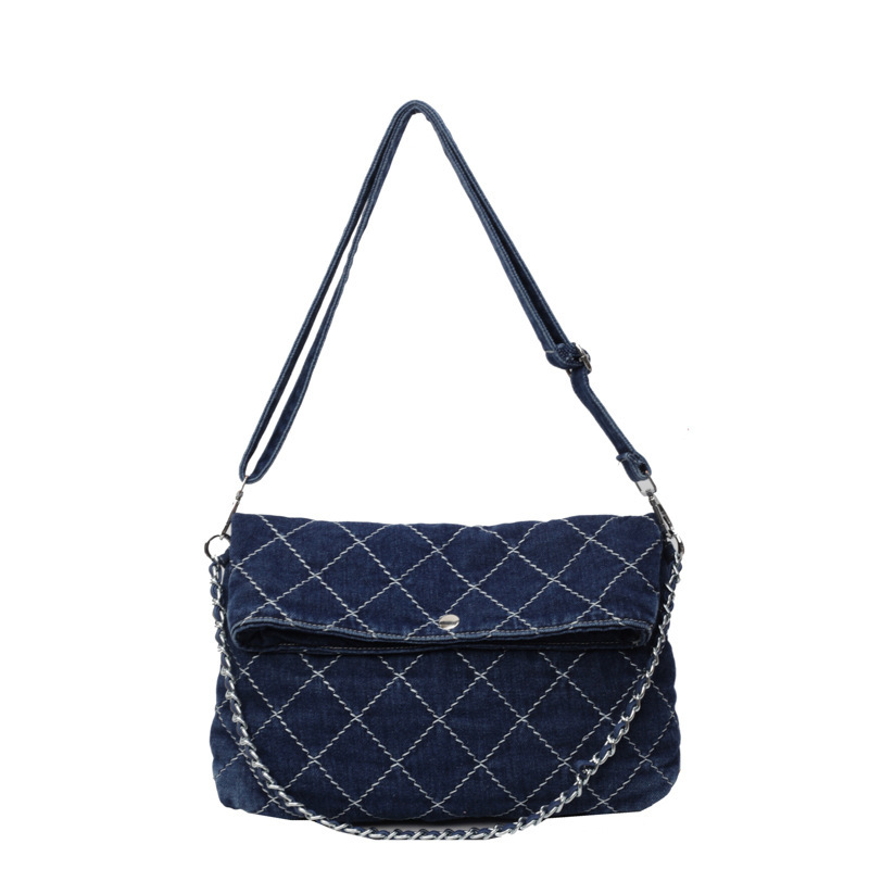 2025 Summer new women's crossbody bag women's trend large capacity denim handbag new diamond chain underarm women's shoulder bag new de