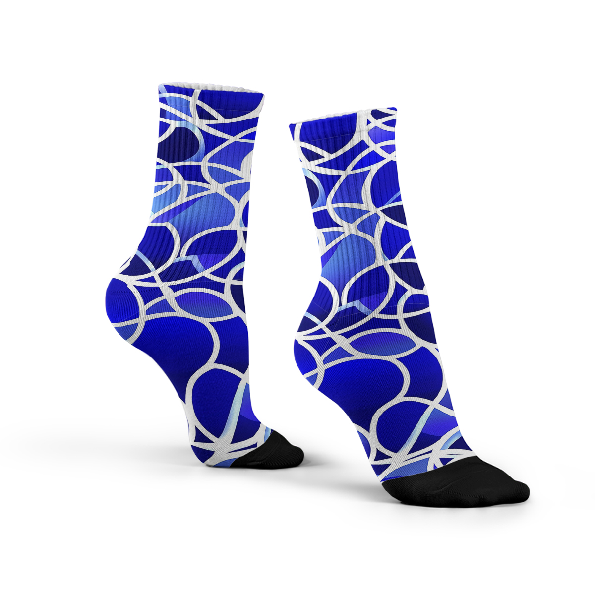 Blue Geometric Vine - Pattern Unisex Tube Designer Socks C083