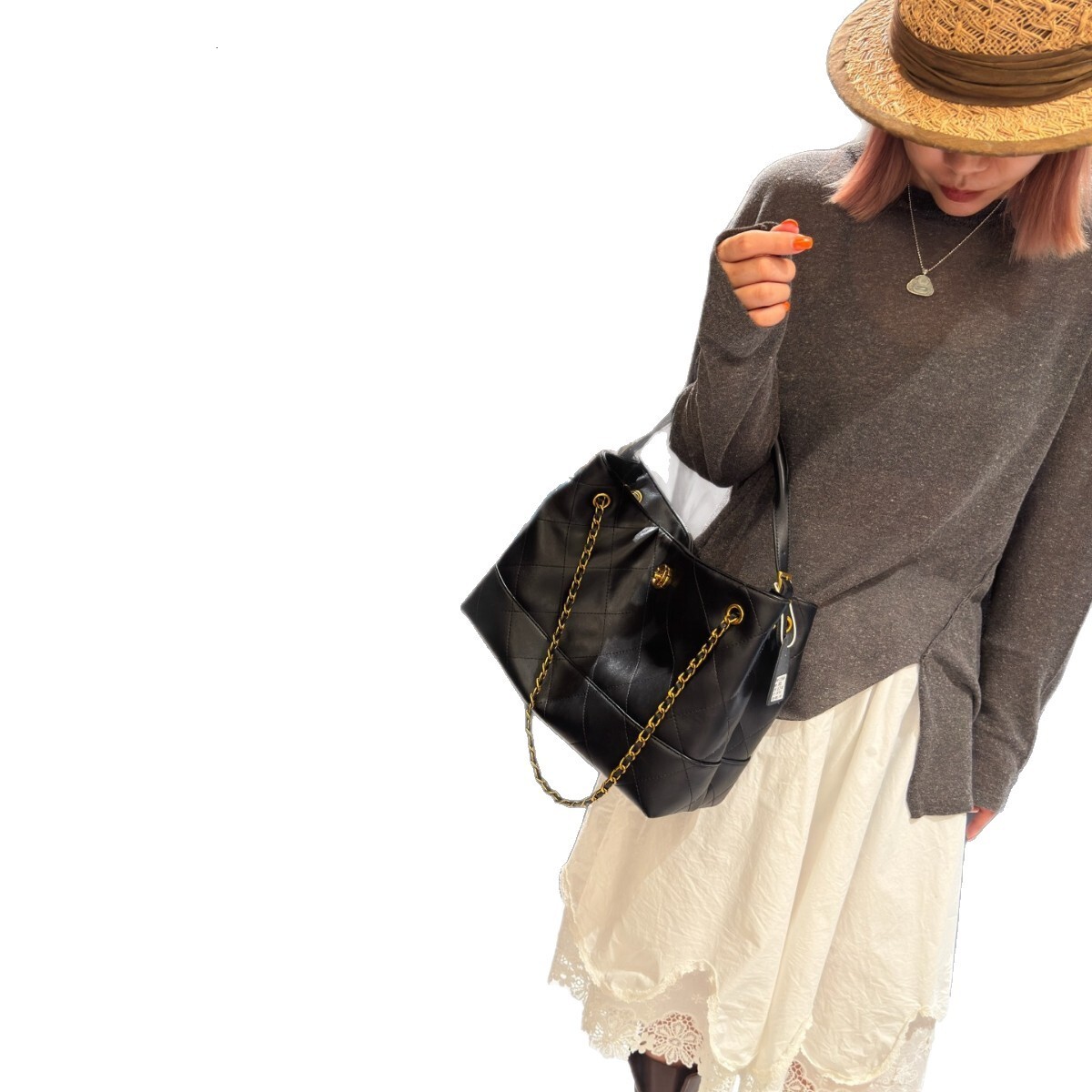 Free shipping designer bag 2025 New Style Wind Lingge Chain A Retro Lazy Style Large Capacity Tote Bag For Women Hobo Bag