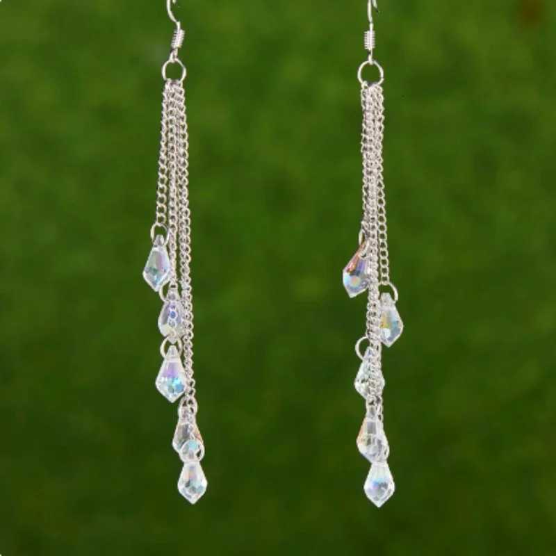 Fashion Crystal Water Drop Tassel Earrings for Women Temperament Colorful Long Earrings Bridal Wedding Party Jewelry Gifts XJ250722