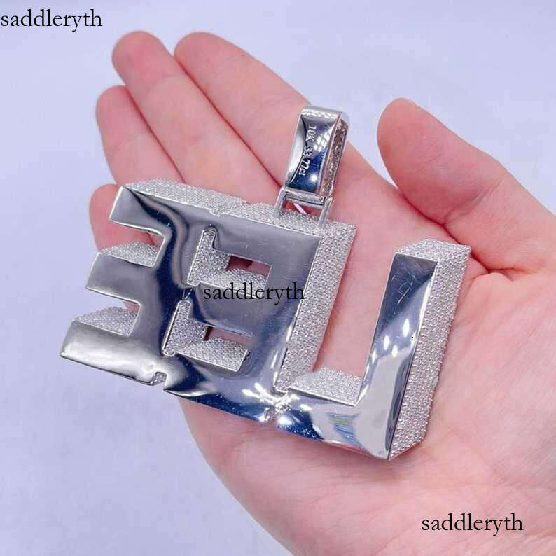 Customized DIY Name Letter Pendant Cuban Link Chain Necklace Sterling Sier Moissanite Baguette Dia Pendent For Men