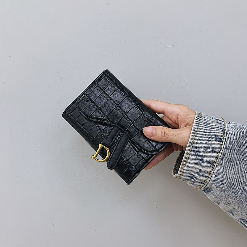 wallet designer woman Free Shipping 2025 New D-Clasp Crocodile Print Wallet for Women - Compact Korean Style Tri-Fold with Card Slots & Coin Pocket