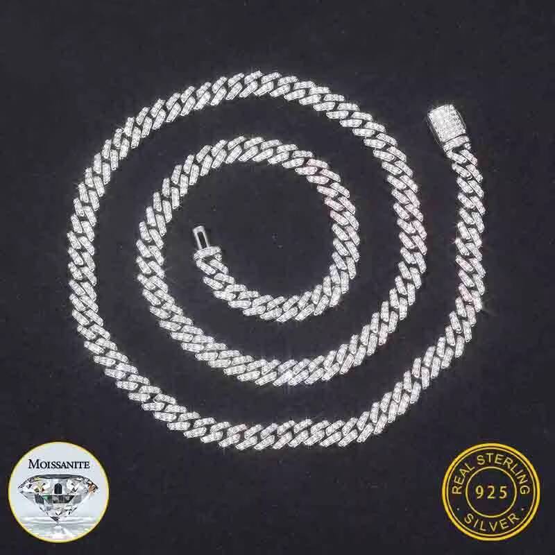 High Quality 6mm 925 Silver Necklace Cuban Chain Men Moissanite Necklace For Men Hip Hop Jewelry Gift