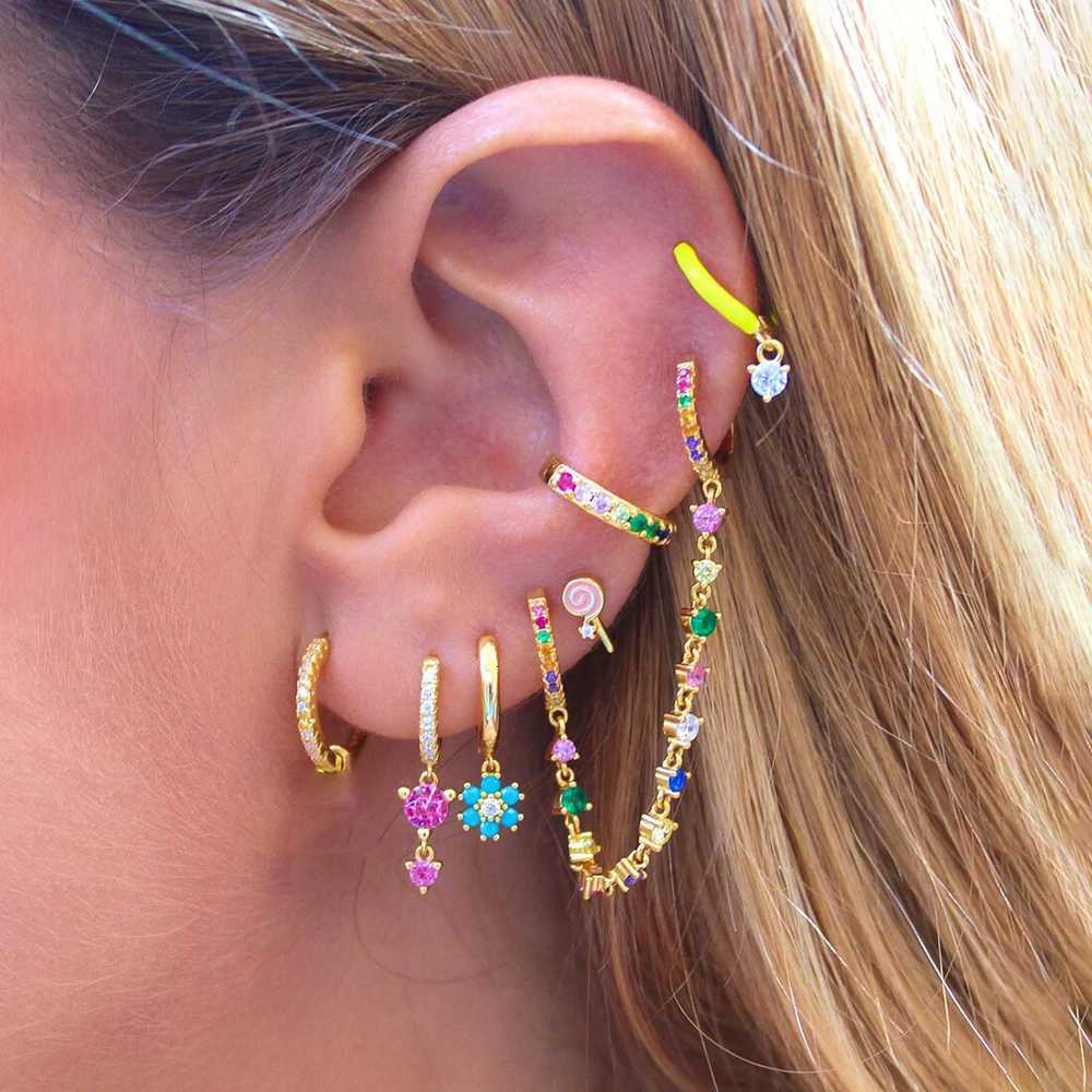 Europe and America CZ Crystal Chain Drop Earrings Stainless Steel Pendant Ear Buckle Fashion Jewelry for Women Birthday Gifts XJ250722