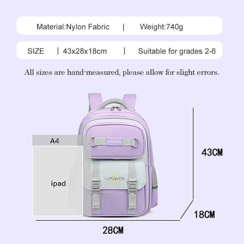 6-12 Years Old Girls Preschool Backpack Large Capacity Student Backpack Back to School Y250722