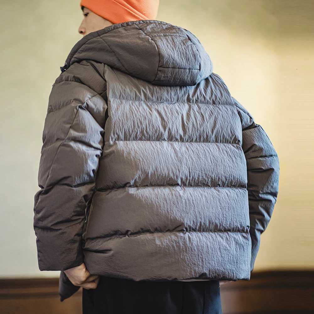 90% White Duck Down Hooded Gray Jacket Thickened Warm Coat for Mens Winter Clothes Versatile Puffer Jacket W250722