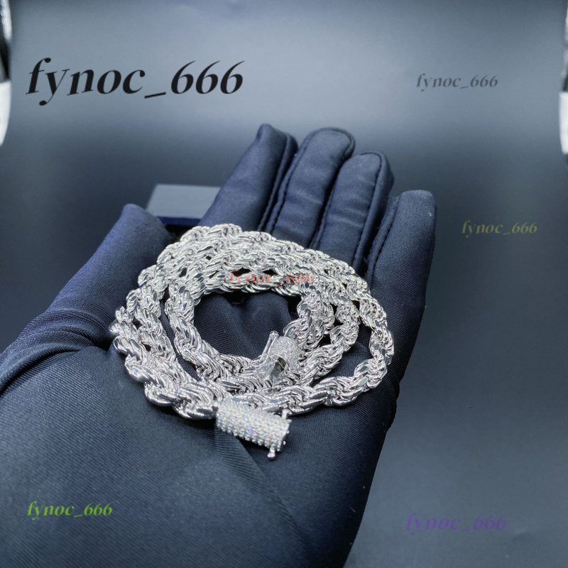 2025 New 6mm 8mm Moissanite Clasp Sterling Silver 925 Rope Chain