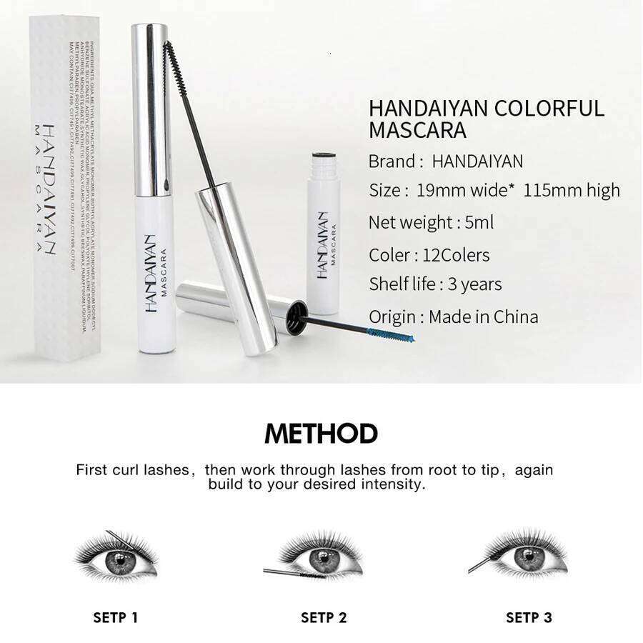 HANDAIYAN White Mascara Eyelashes Curling Liquid Pen Mascaras Makeup Eye Lash Thick Cosmetics Tool Lengthening Colored Brush X250722