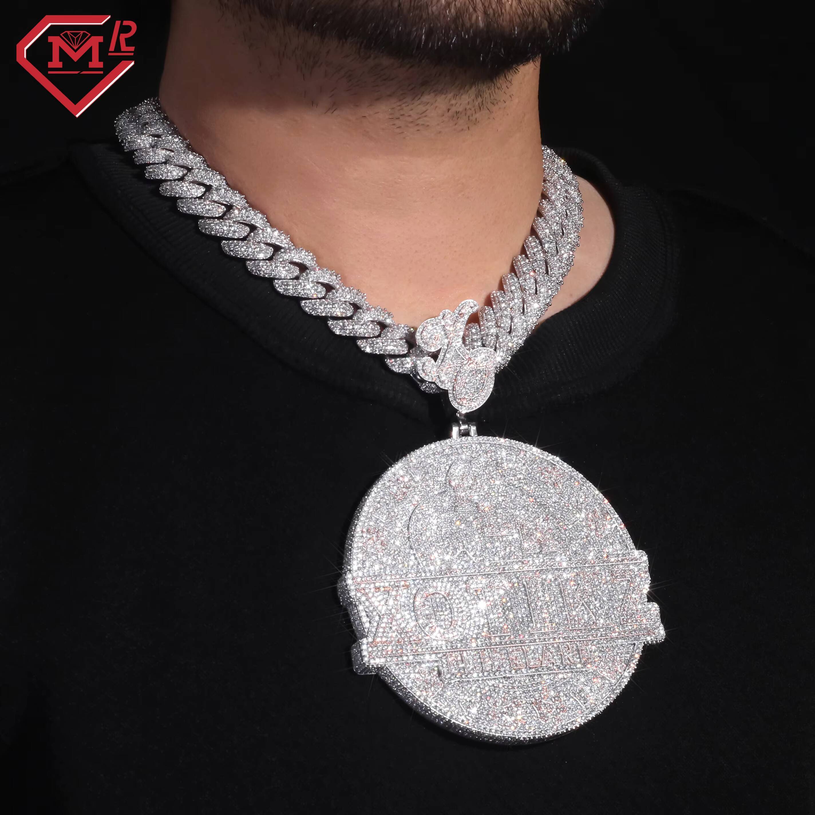 Hiphop Moissanite Pendant Round 925 Sterling Silver Vvs Iced Out Custom Moissanite Pendant
