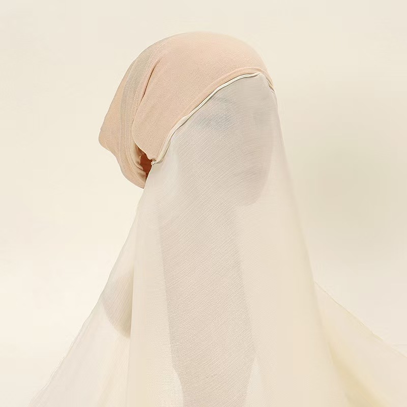 T1284 New bright silk island wrinkle scarf with hood and straps for ladies