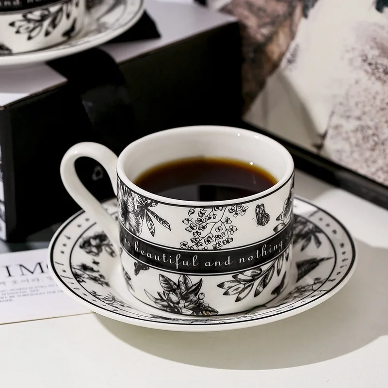 Fathers Day Gift Fine Bone China Coffee Cup Set with Saucers Floral Pattern 12oz Luxury Dishwasher Safe Morning Brew Tea Set 250722