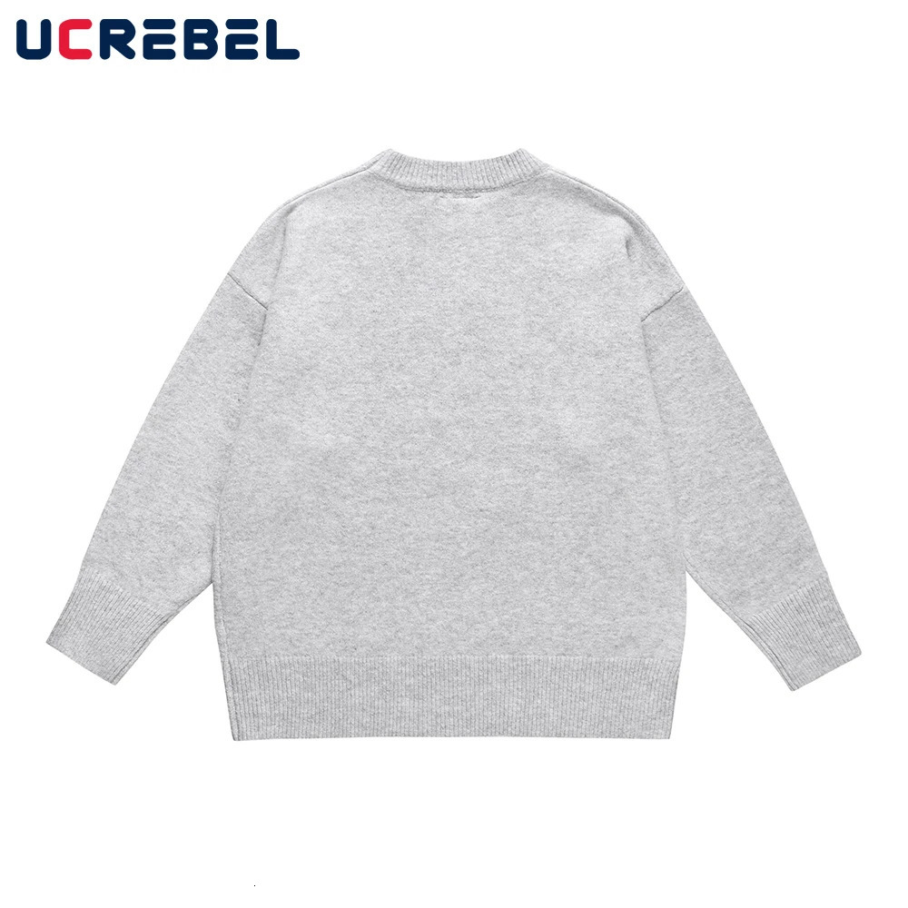 Letter Embroidery Crew Neck Sweater Menns Streetwear Loose Long Sleeve Knitted Pullover Men Autumn 250717