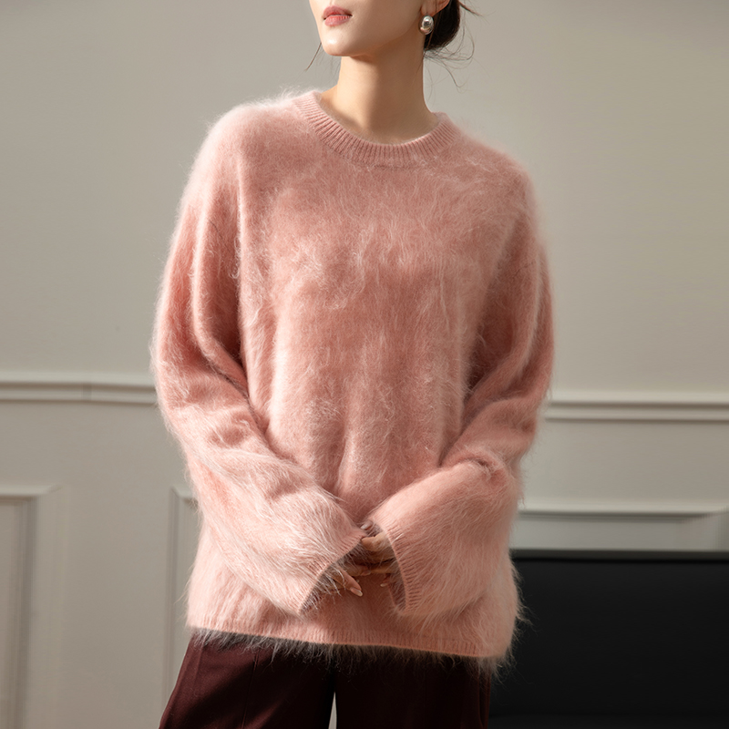 Autumn and winter new round neck pullover warm sweater 100% cashmere loose lazy wind cashmere sweater female hot-sale products