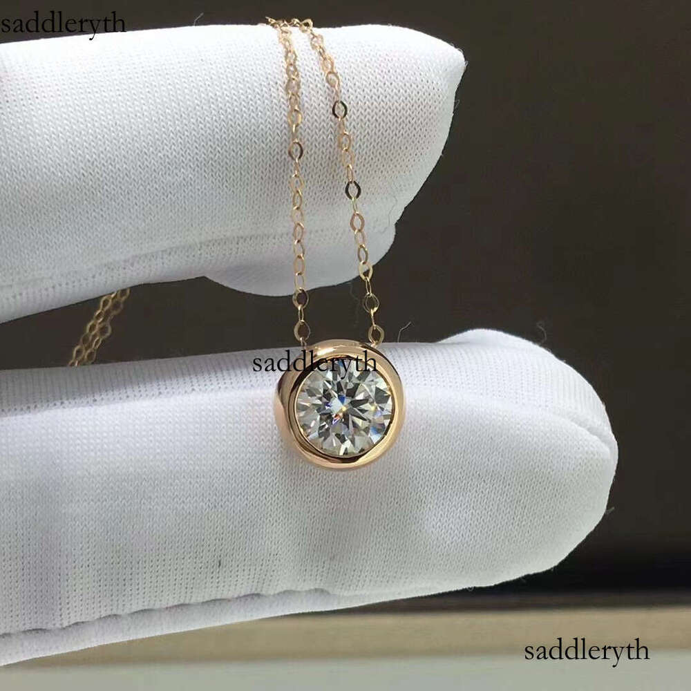 AU750 Real Gold Moissanite Dia Necklace Fine Jewelry For Woman Wedding Proposal Gift Present