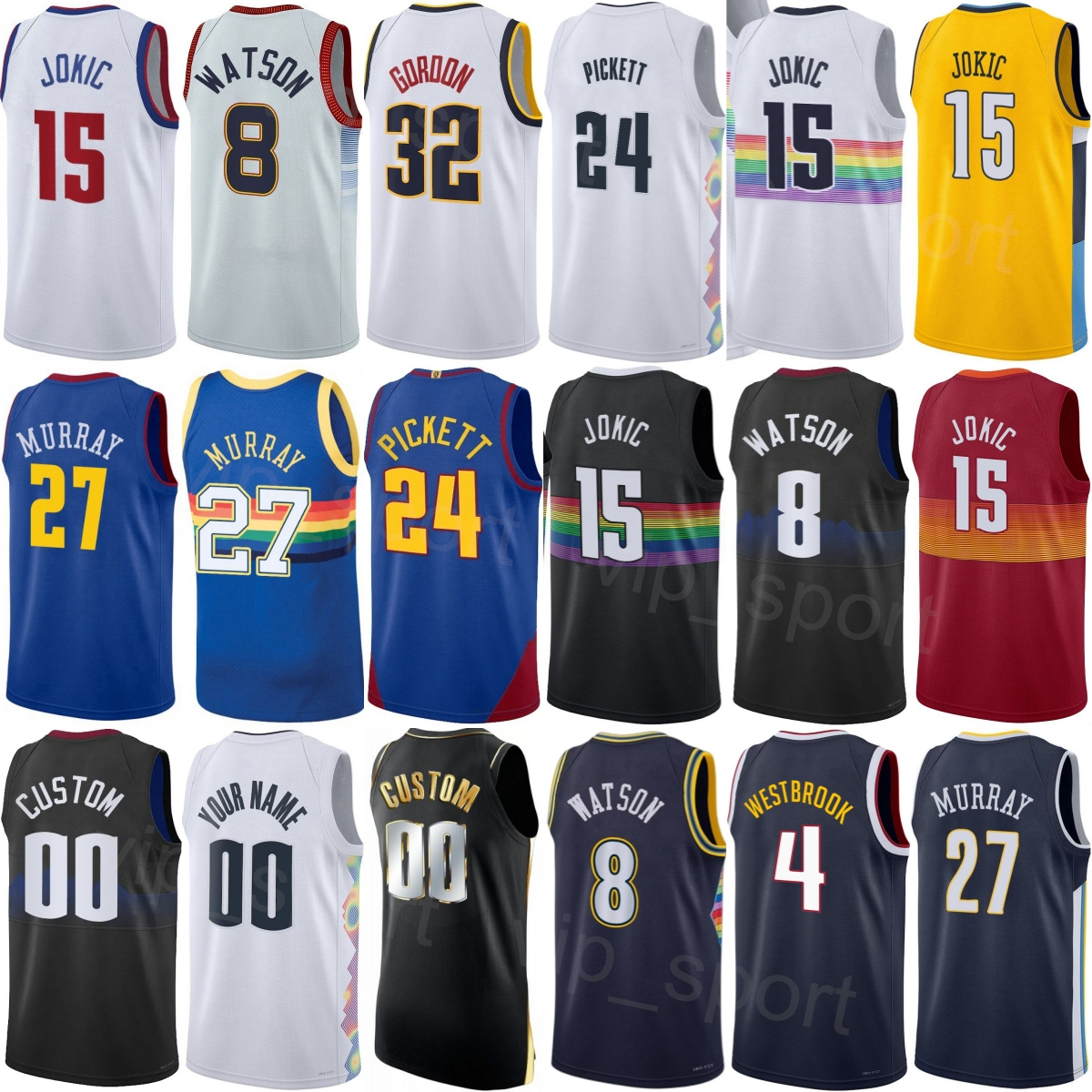 Print Man Basketball Tim Hardaway Jr Jerseys 10 Nikola Jokic 15 Jamal Murray 27 Aaron Gordon 32 Cameron Johnson 23 Jonas Valanciunas 17 Bruce Brown 11 Kid Women 25 26