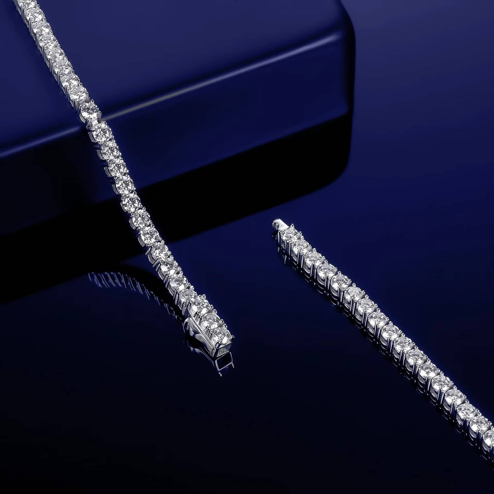 Factory Wholesale S925 Sterling Silver Tennis Chain Bracelet Necklace 2mm 3mm 4mm 5mm 6mm VVS Moissanite Tennis Chain
