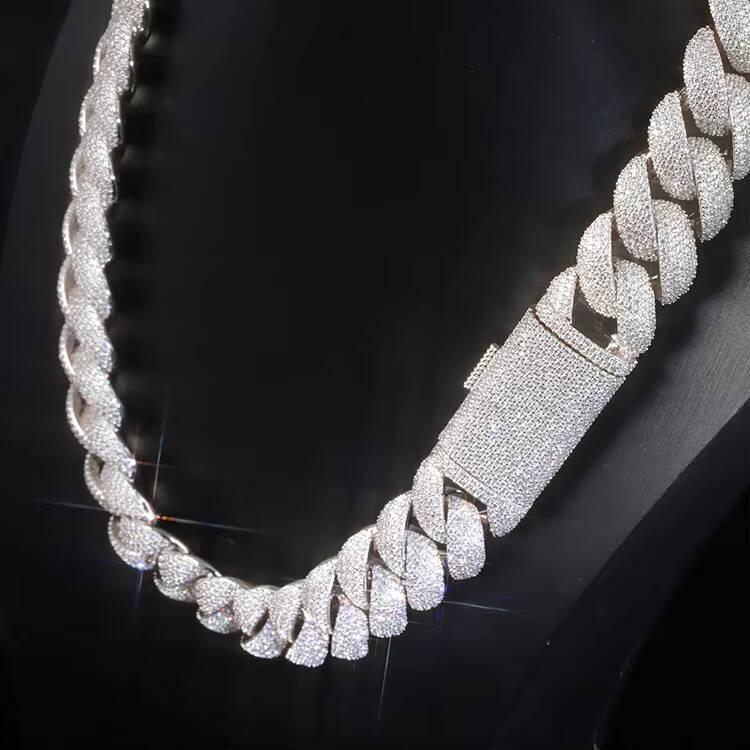 Hip Hop Luxury 20mm 5 Rows Diamonds Iced Out Moissanite S925 Silver Miami Cuban Link Chain Necklace Men With GRA Certificate