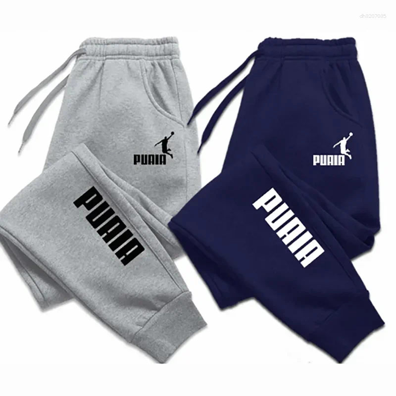 Men's Pants PUAIA Print Autumn/Winter Sport Jogging Trousers Fitness Loose Fit Clothing Solid Color Outfit Streetwear