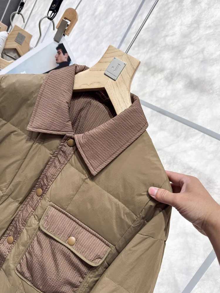 Spliced Turndown Collar Winter Mens Down Coat Single Breasted High Street Outerwear Long Sleeve Loose Fit Warm Casual Jacket W250722
