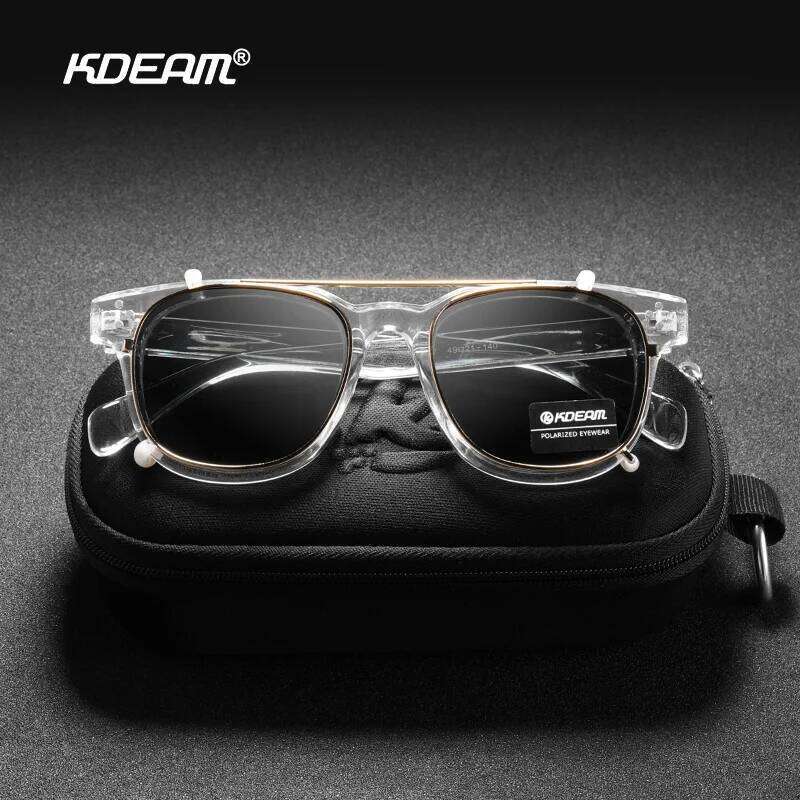 KDEAM Streamlined Designer Clip On Women Men Sunglasses Polarized Detachable UV400 Sunglass Customizable Myopia Glasses KD127
