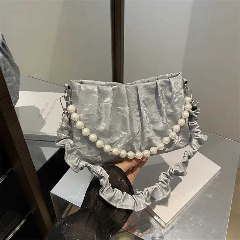 2024 New French Beaded Chain Handbag Drop Shipping Pleated Underarm Shoulder Crossbody Bag Purses and Handbags Womens Handbag XJ250704