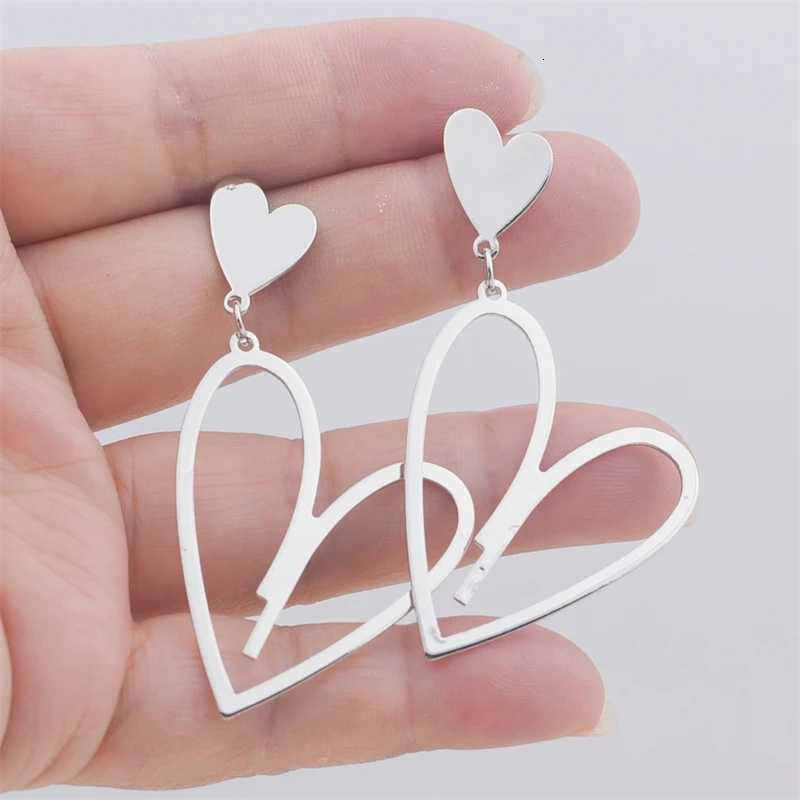 2024 New Trend Heart Pendants Womens Hanging Earrings Double-layer Heart Dangle Earrings Bohemian Ear Jewelry XJ250722