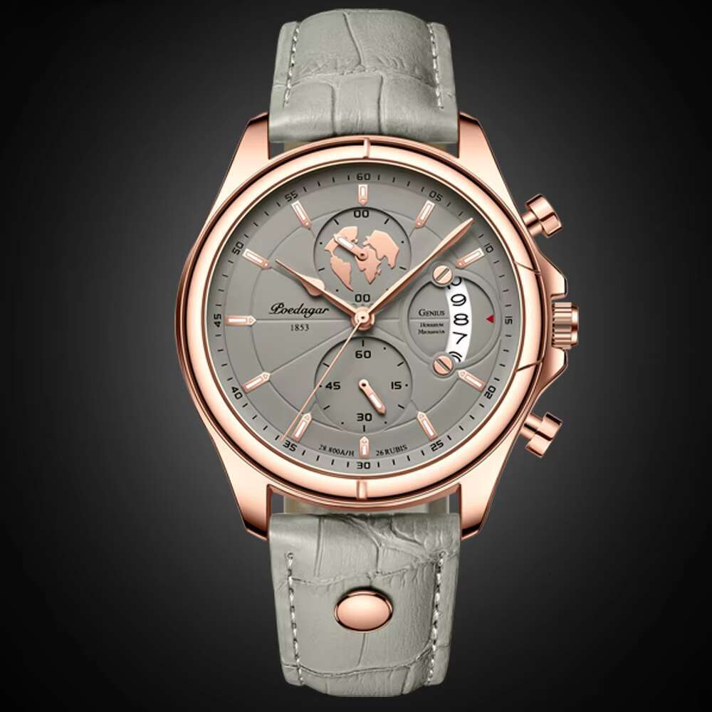 DHwatches POEDAGAR Men's Sports Chronograph Watch - 50M Waterproof, Luminous, Leather Strap, Multifunction Quartz Wristwatch for Active Men