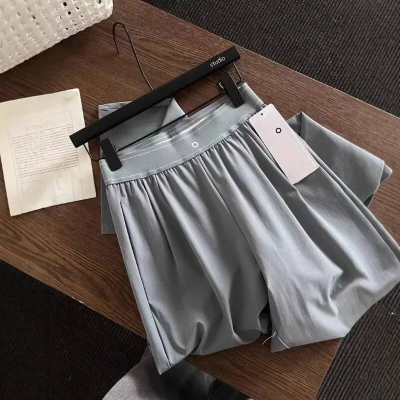 Waist Elastic American Style Casual Sports Pants 2025 New Solid Color Fashion High Street Summer Straight Trousers