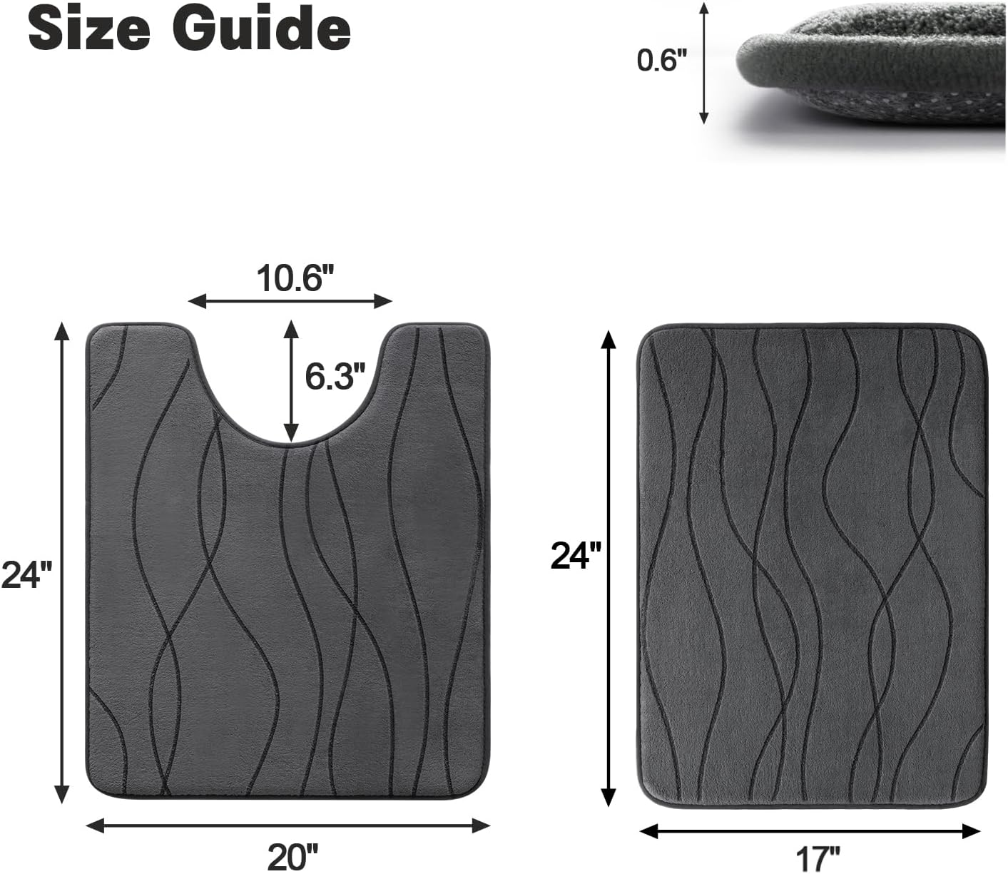 Memory Foam Bathroom Rug Sets 2 Piece Ultra Absorbent Non-Slip Machine Washable Dry Quickly Bath Mats Rug