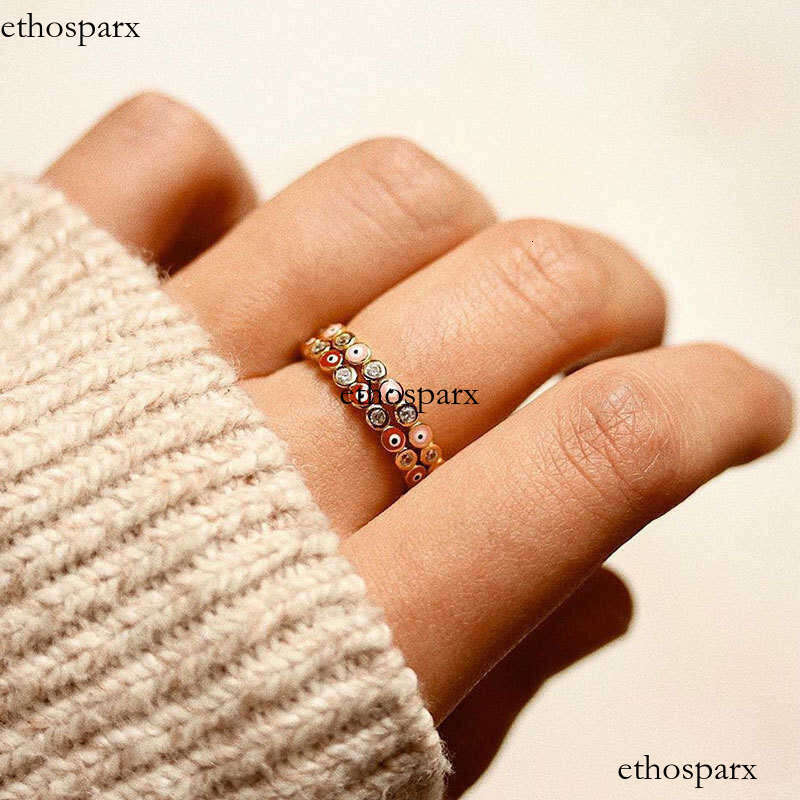 Women Fashion Jewelry Adjustable Rainbow Turkish Eyes Open Ring Micro Pave Evil Eyes CZ Ring For Wedding Engagement Gift