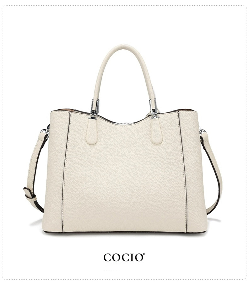 COCIO designer bag High quality genuine leather large capacity tote bag fashionable and versatile crossbody bag black white