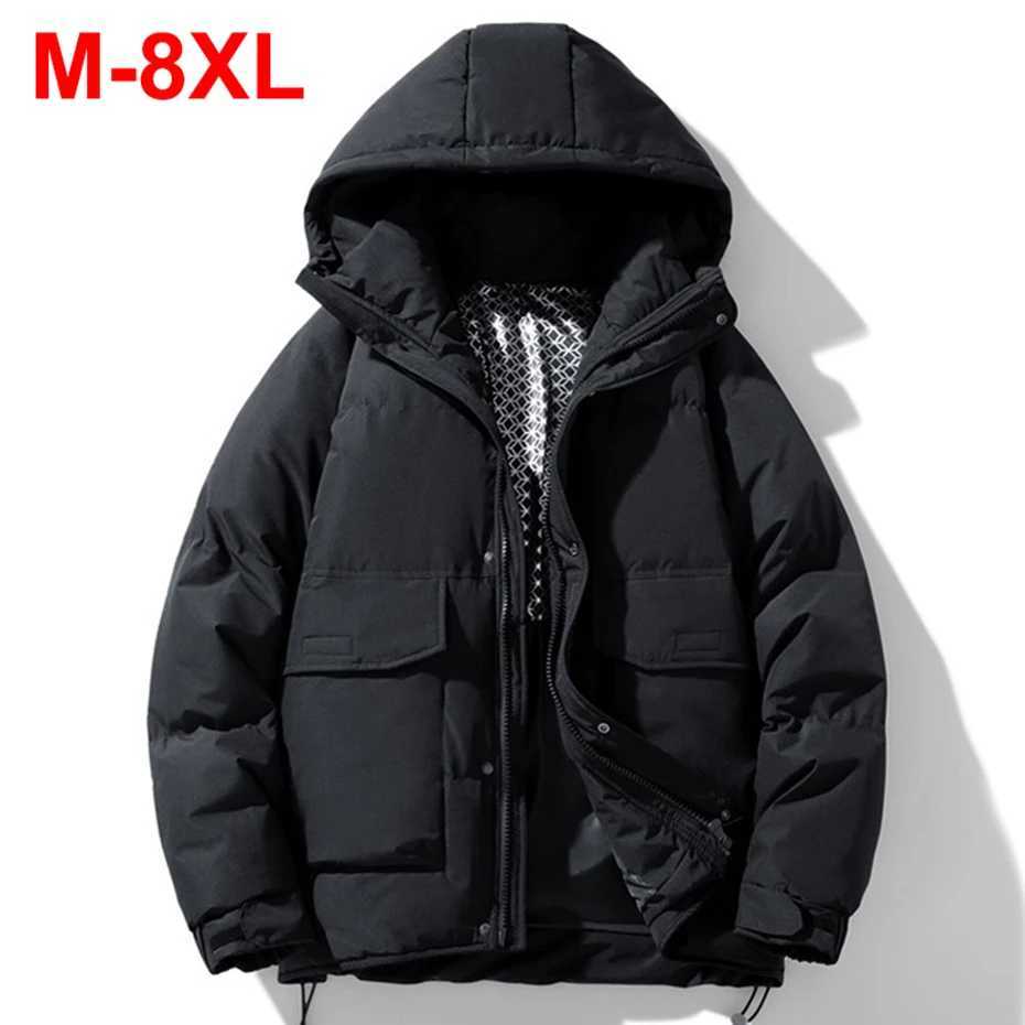 8XL Plus Size Down Jackets Men 80% White Duck Down Coats Thick Warm Parkas Black Hooded Padded Puffer Jackets Large Size 7XL 6XL W250722