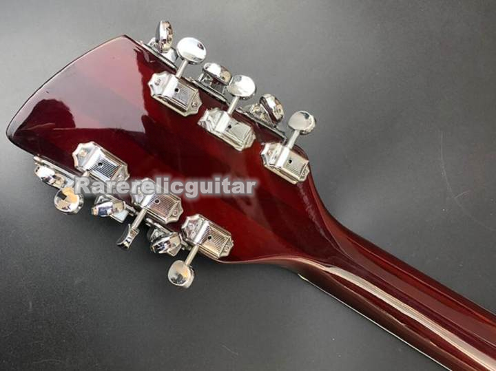 High Quality 12 String Semi Hollow Body Electric Guitar Wine Red Color, R Shaped Tailpiece, Rosewood Fingerboard