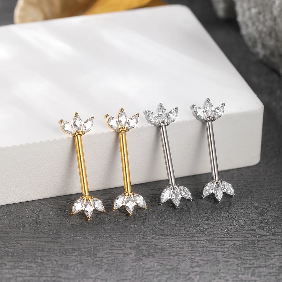 1PC PVD Nipple Piercing Bar For Women 14G Bezel Set CZ Front Facing Barbell Nipple Shield Ring Sexy Body Jewelry 250722