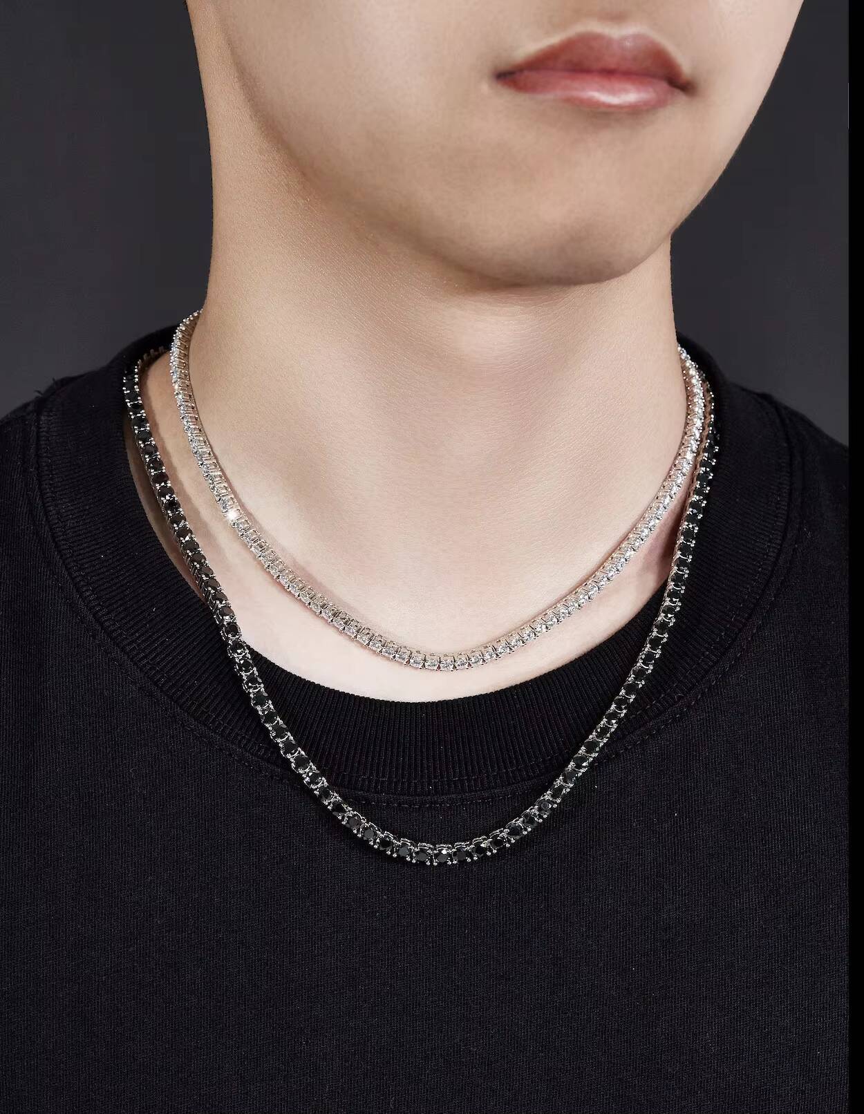 925s 18K Gold Plated Tennis Necklace for Men 4mm White Moissanite for Wedding Gift Stylish Womens Moissanite Tennis Necklace