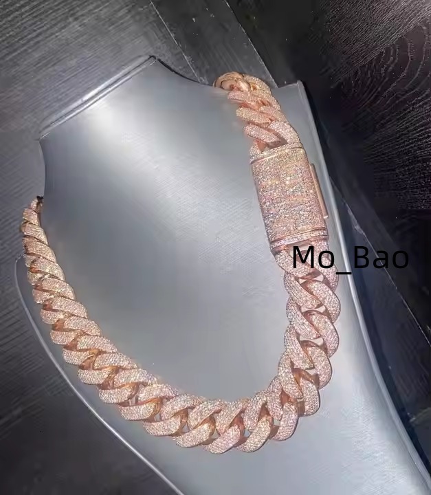 Mens Luxury 925 Sterling Silver Moissanite Cuban Link Chain Hip Hop Style Fully Iced Out Cut Diamond Chain Fine Necklaces